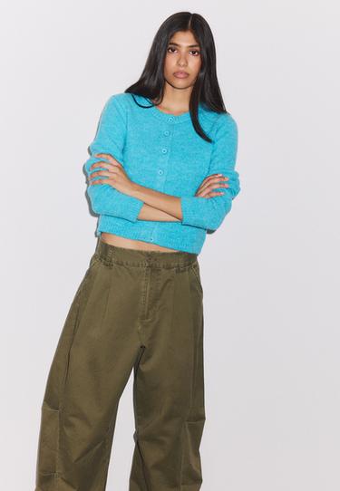 Button-up knit cardigan — Turquoise 7