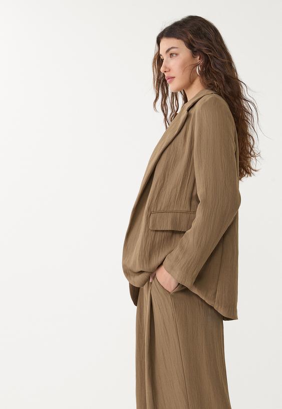 Buruşuk tasarımlı dökümlü regular fit blazer_1