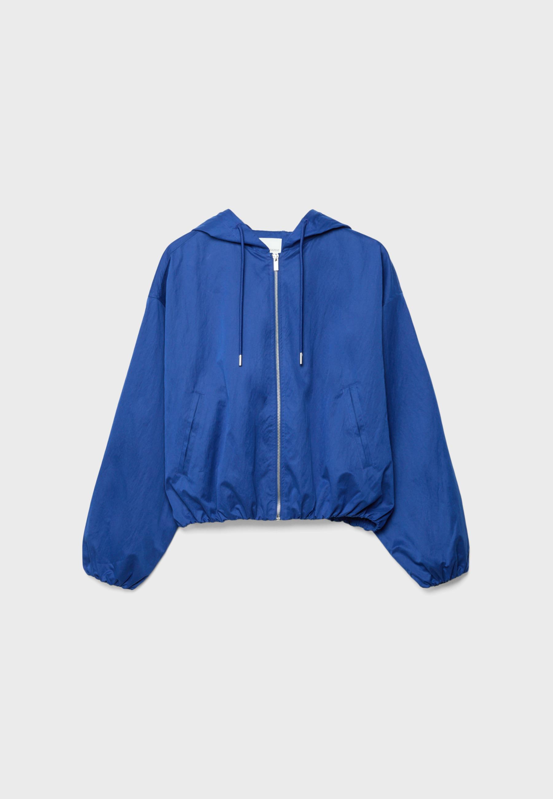 Nylon hooded jacket — Electric blue