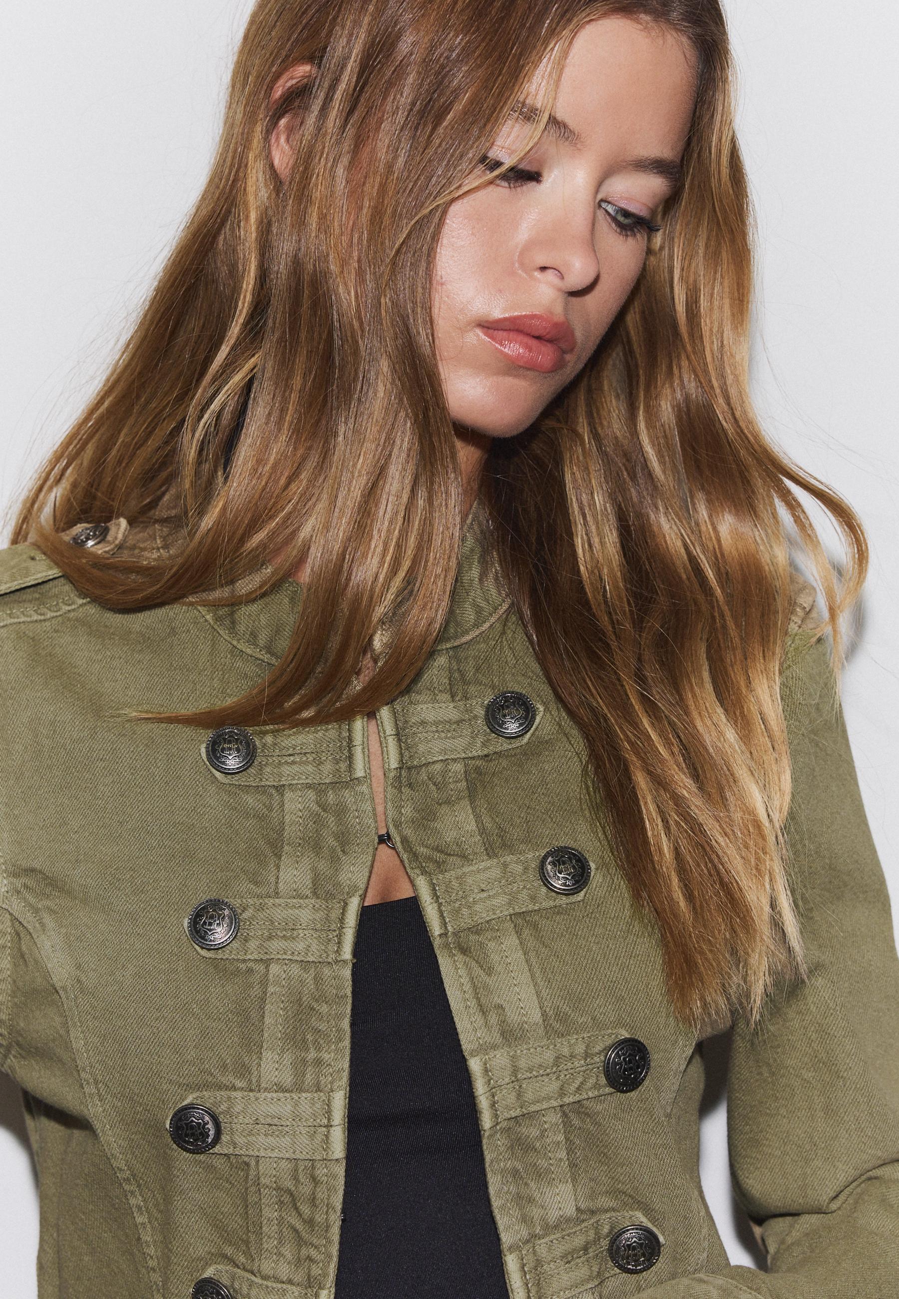 Twill button-up jacket — Khaki
