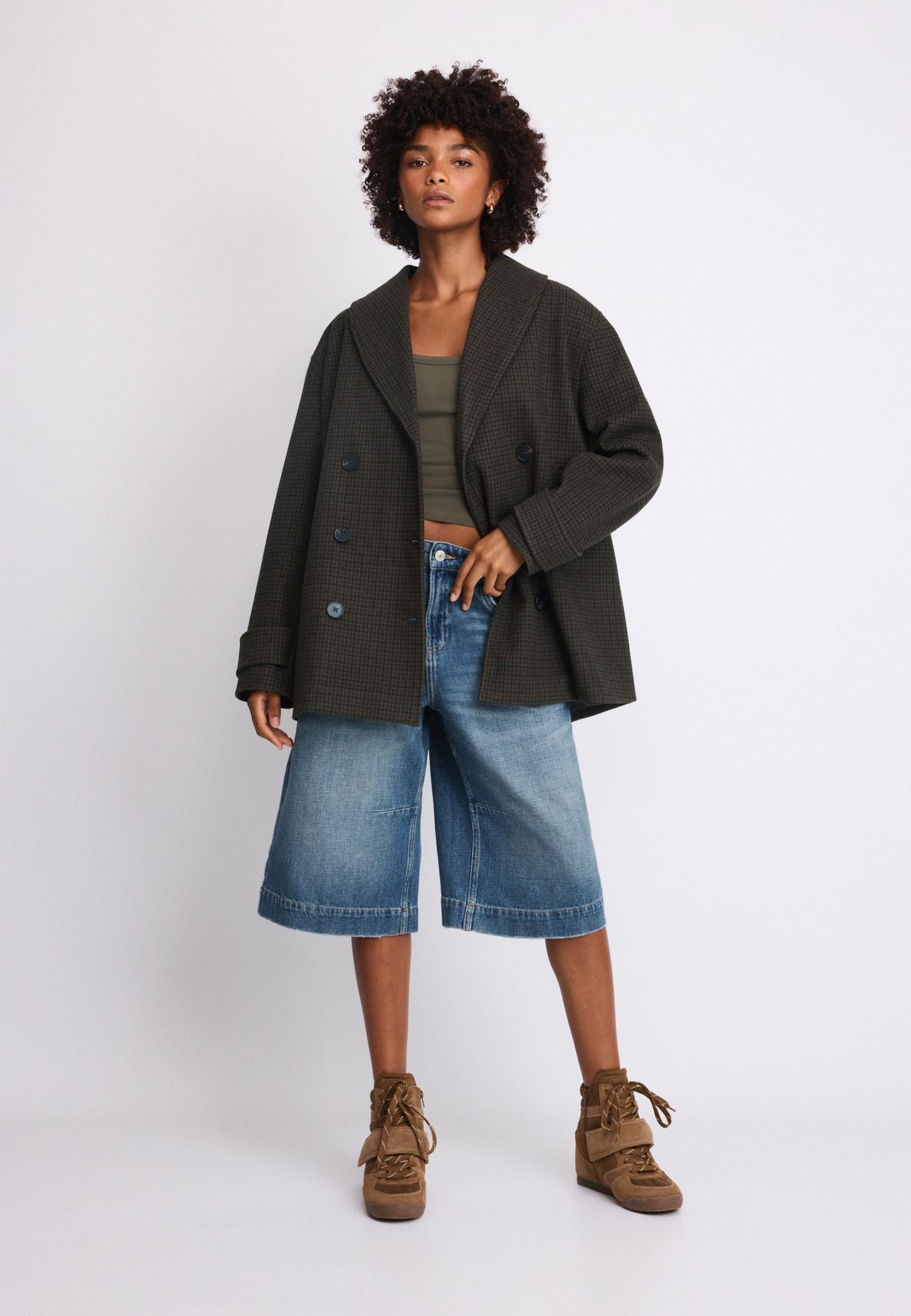 Short shawl neck coat — Khaki