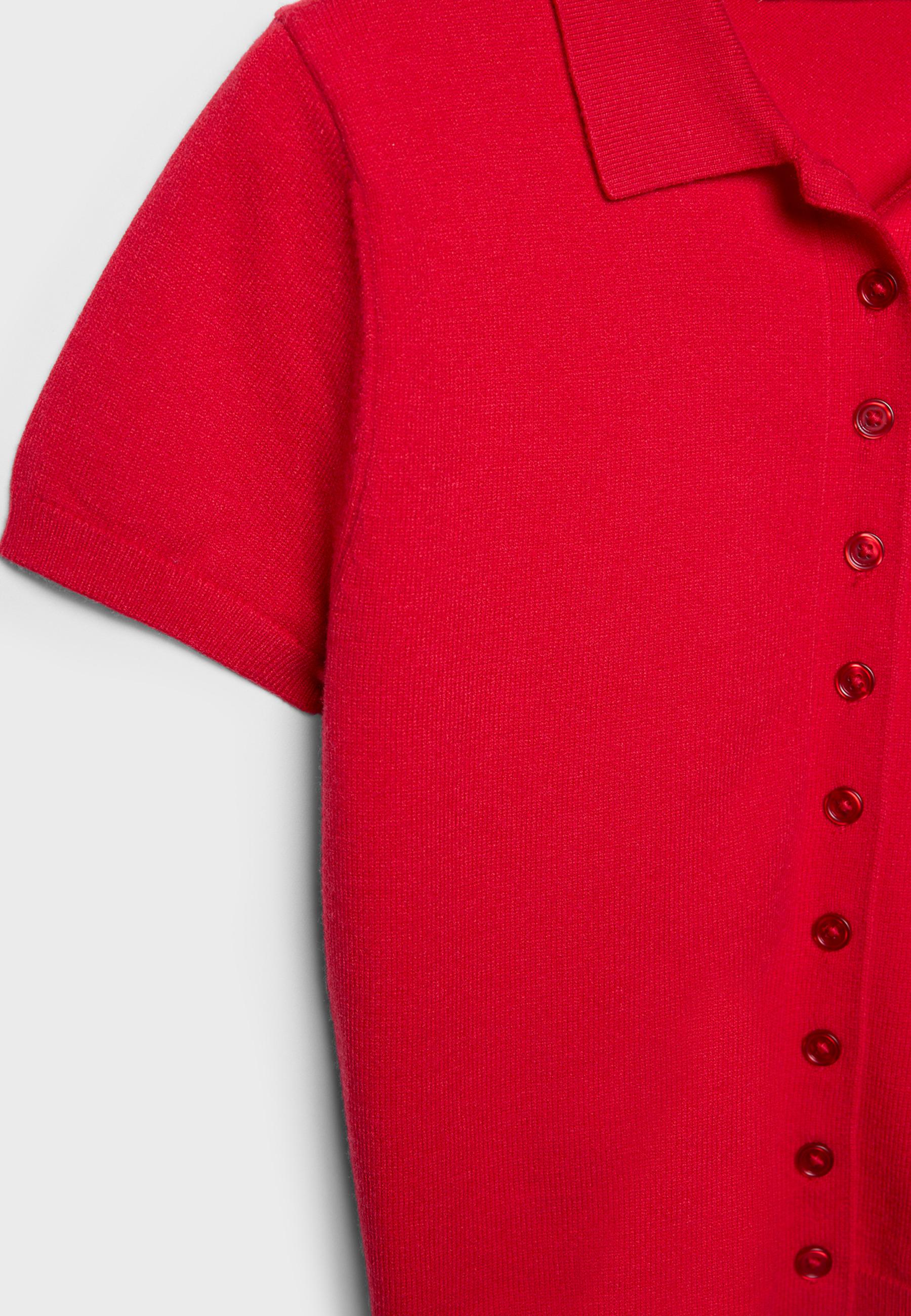 Short sleeve knit polo sweater — Red