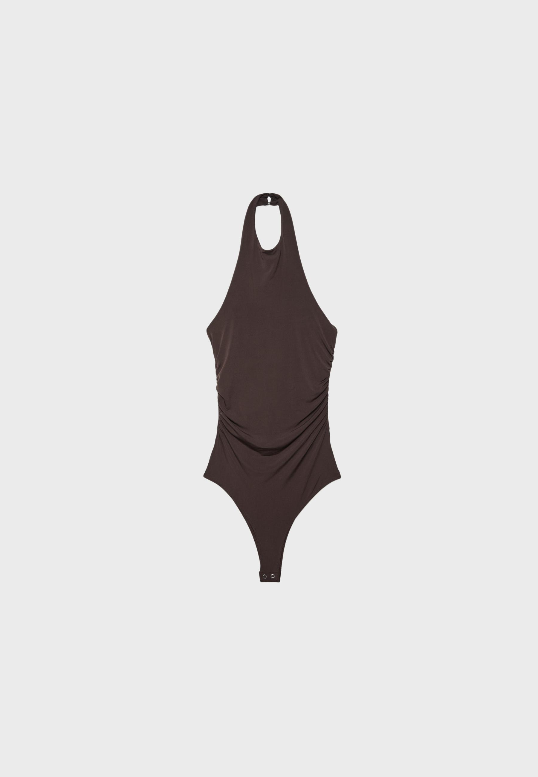 Halterneck bodysuit — Brown