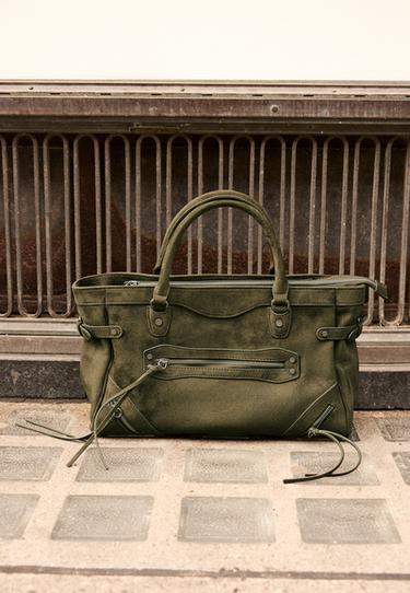 City bag with zip pulls — Khaki 2