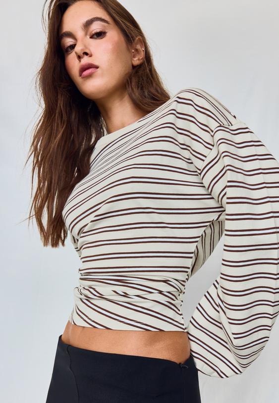 tshirt manches longues ajuste raye