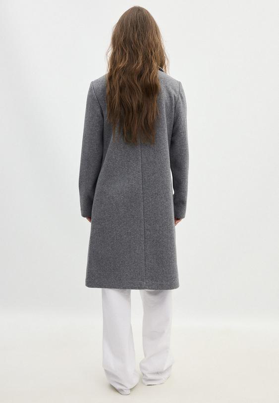 Stradivarius Basic Soft-Touch Coat Dark Grey S