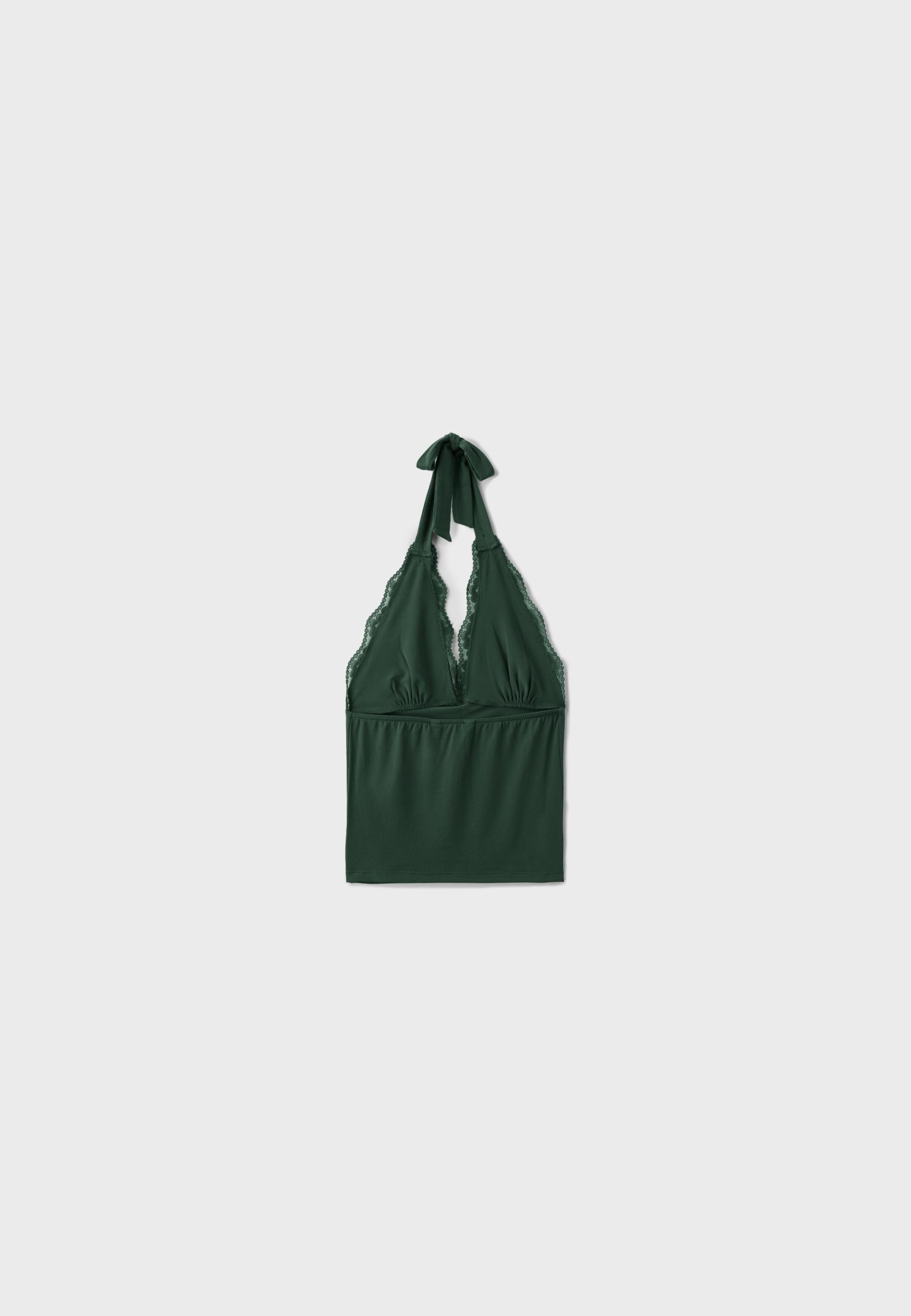 Lace halter top — Bottle green
