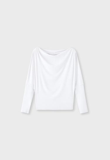 Asymmetric modal T-shirt — Ecru 7