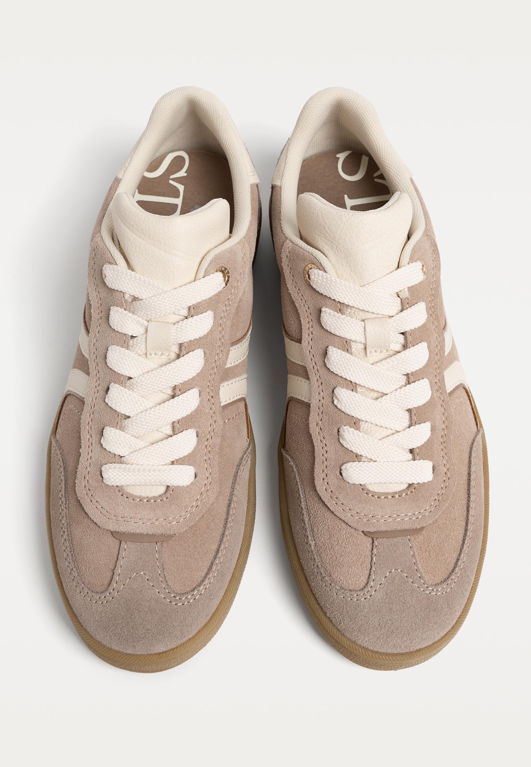 Casual leather trainers — BEIGE