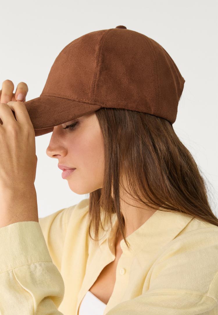 faux suede cap