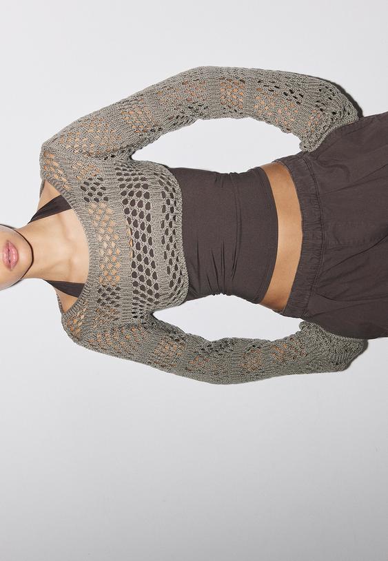 Stradivarius Boléro En Maille Kaki S