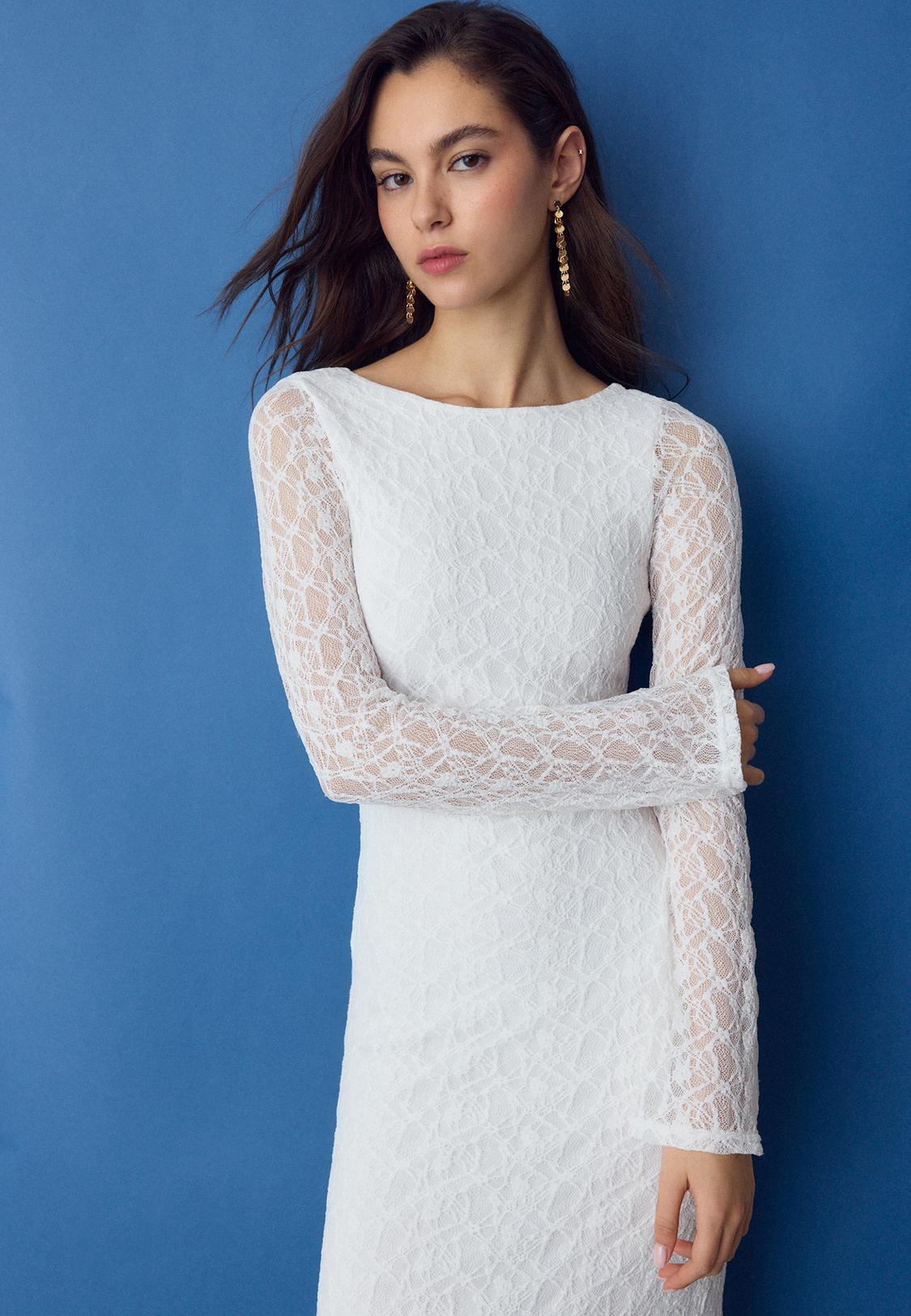 Long sleeve lace midi dress - Women's fashion | Stradivarius Iraq Long sleeve lace midi dress - Women's fashion | Stradivarius Iraq
