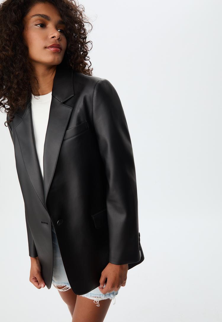 blazer regular fit finta pelle
