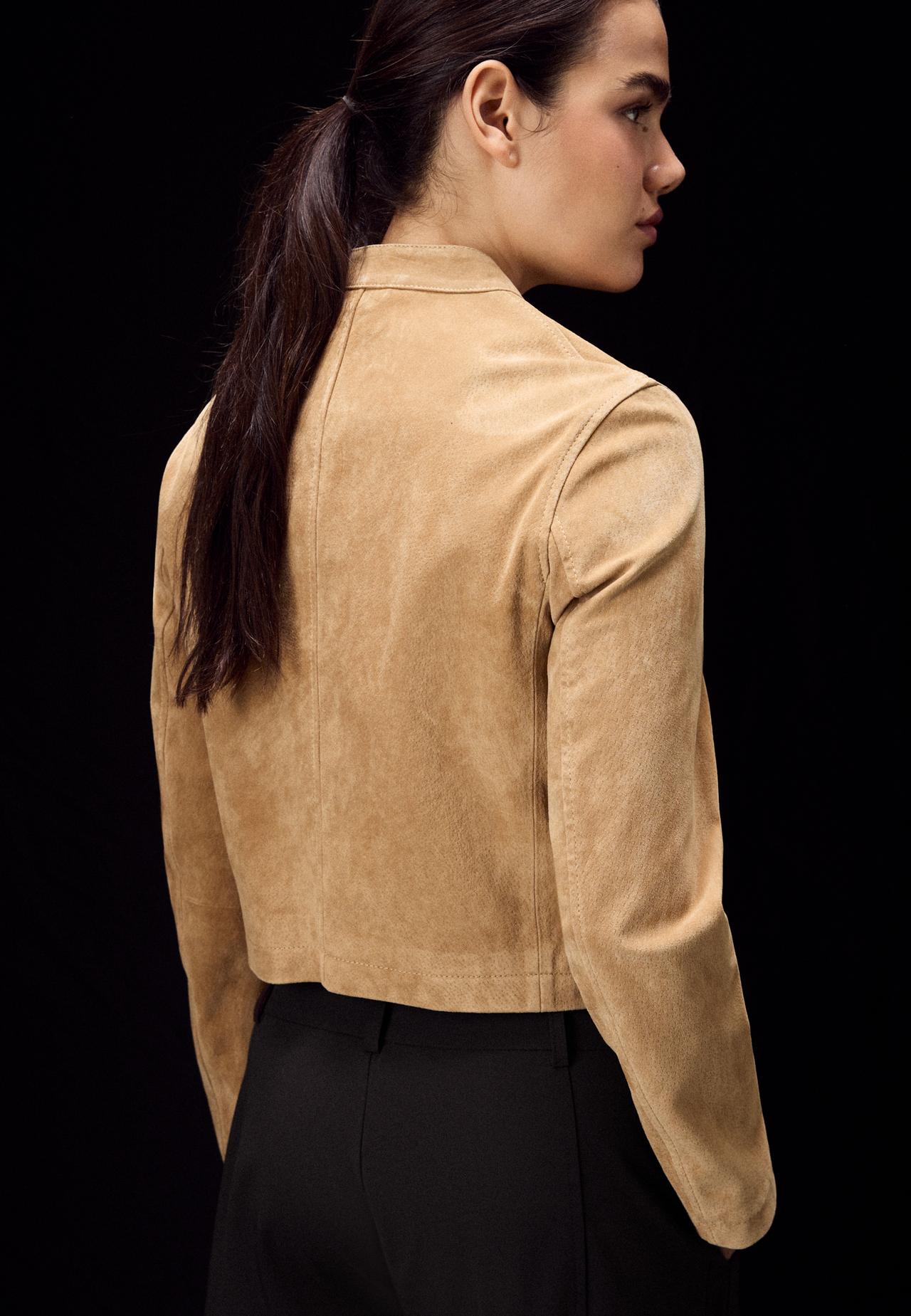 100% leather biker jacket — Stone