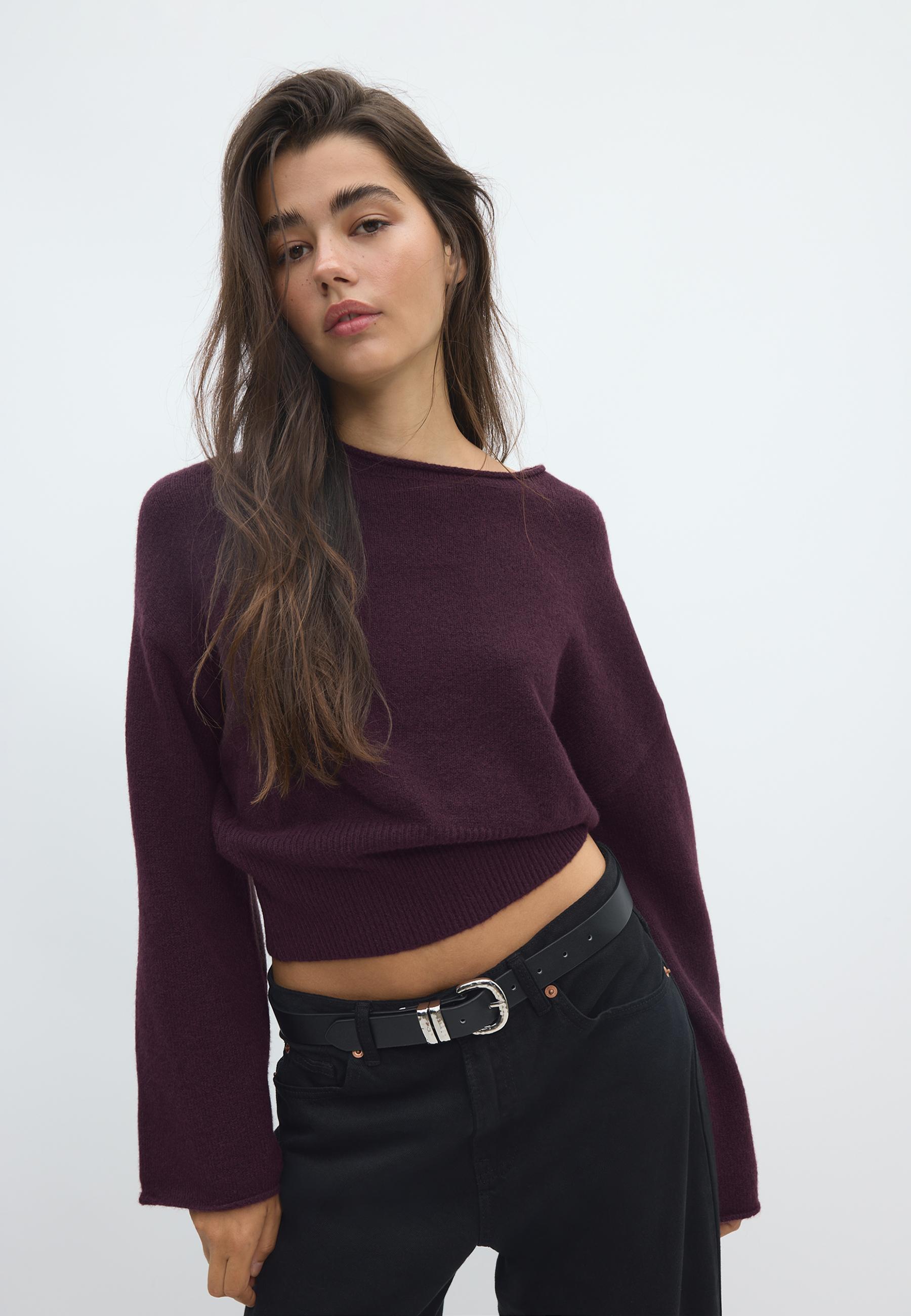 Soft knit waistband jumper — AUBERGINE