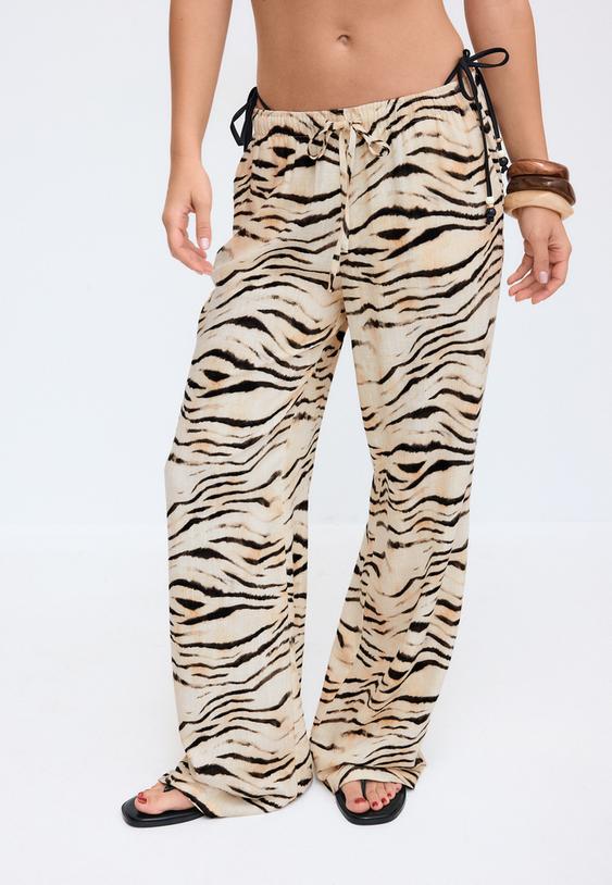 pantalon recto efecto lino