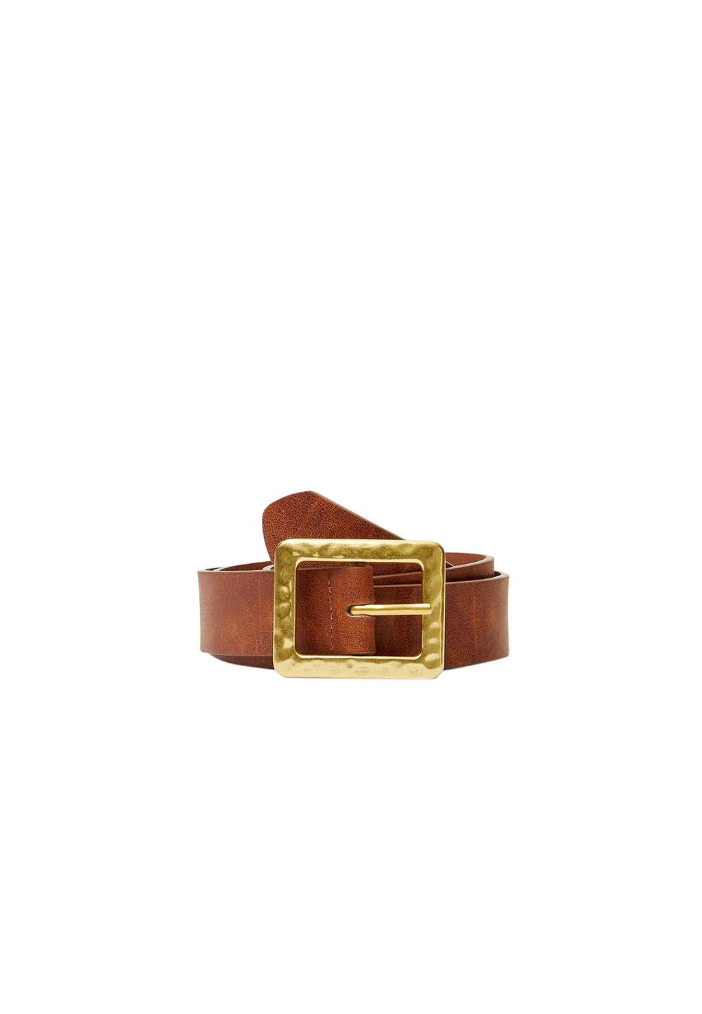 Ceinture avec boucle carrée martelée