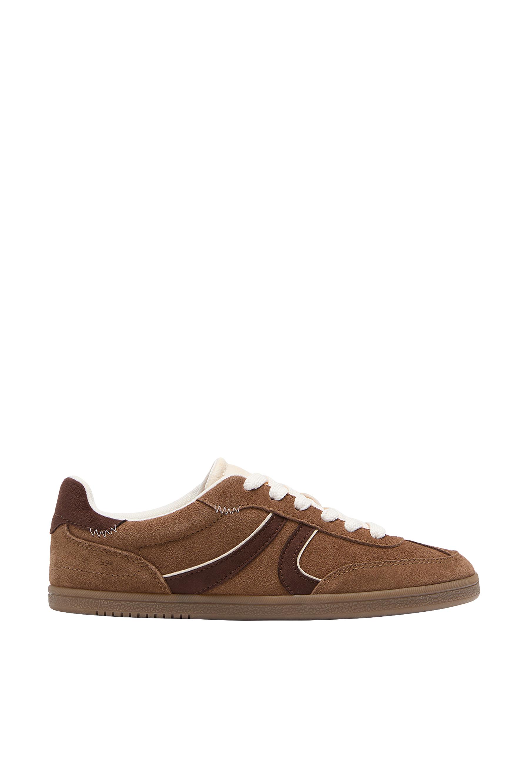 S011 Retro leather trainers — BROWN