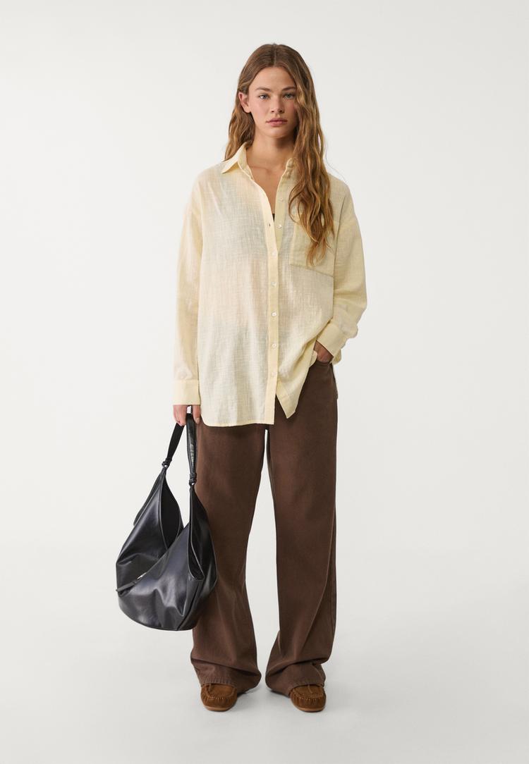 camisa basica fluida bolsillo