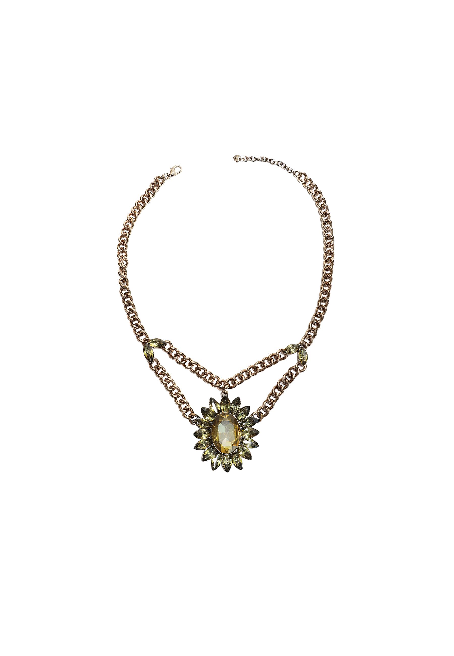 Jewelled chain necklace — Khaki