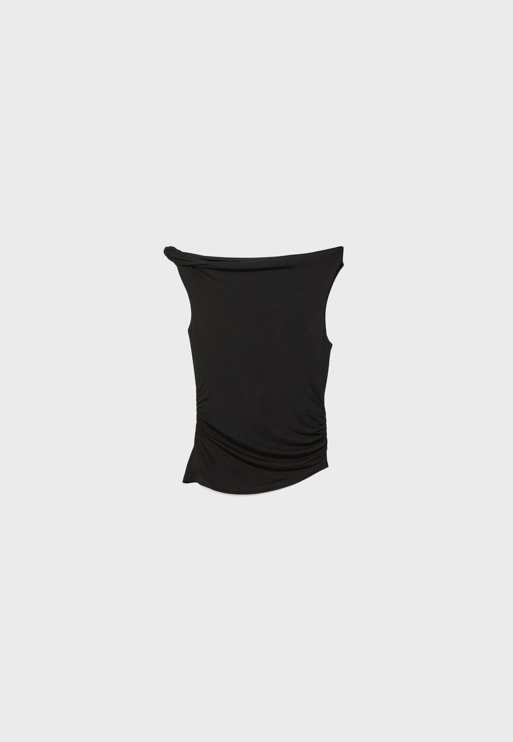 Camiseta asimétrica frunces topos