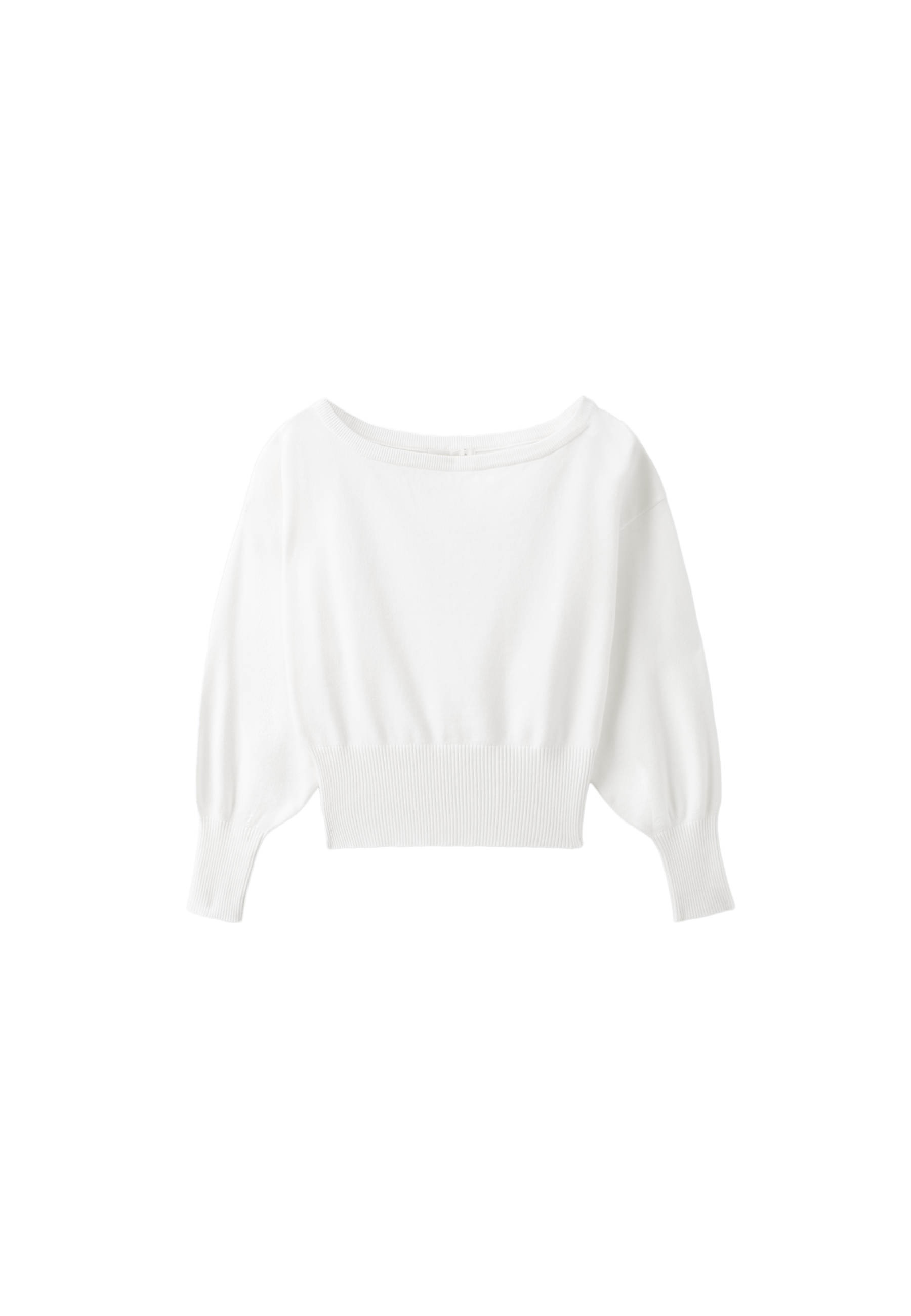 Asymmetric ribbed hem knit jumper — Ecru