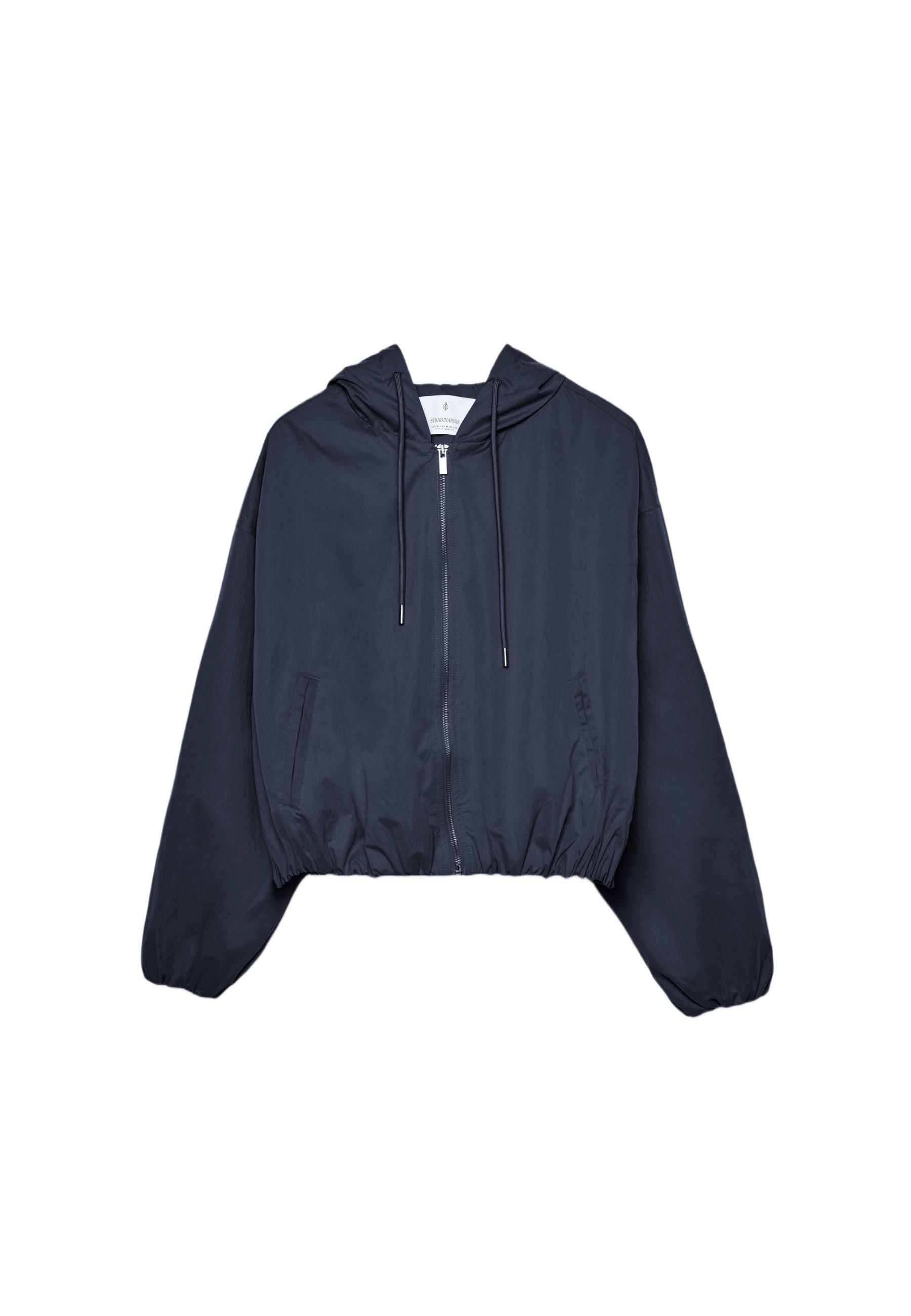 Basic nylon hooded jacket — Navy blue