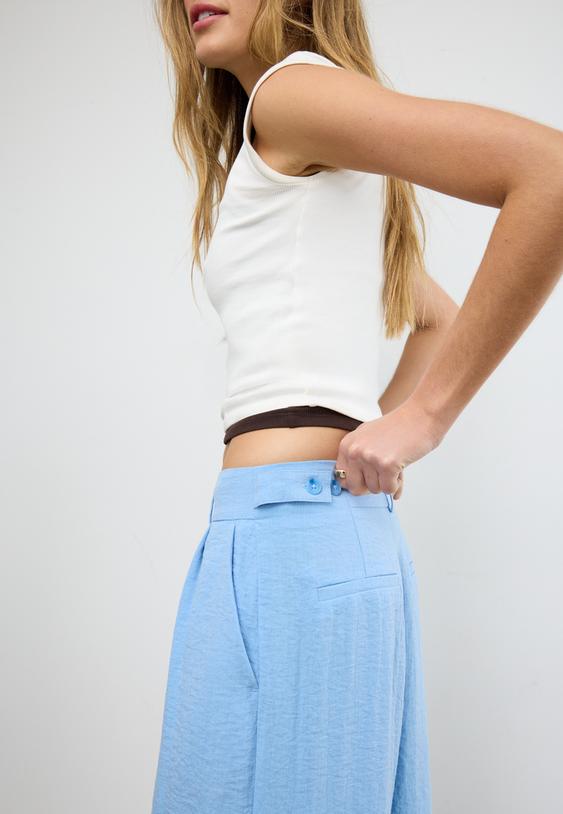 ayarlanabilir dugmeli keten karısımlı bol paca pantolon