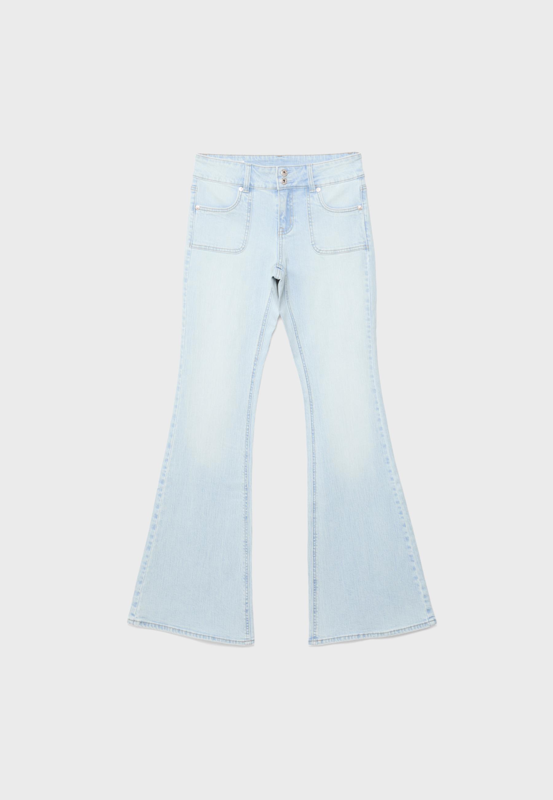 Low-rise jeans with seam pockets — LIGHT BLEACH