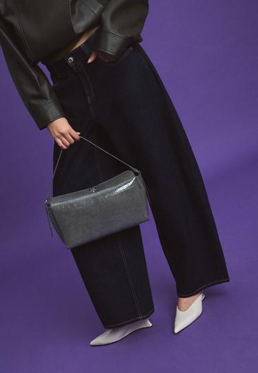 Mock croc shoulder bag — Dark grey 4