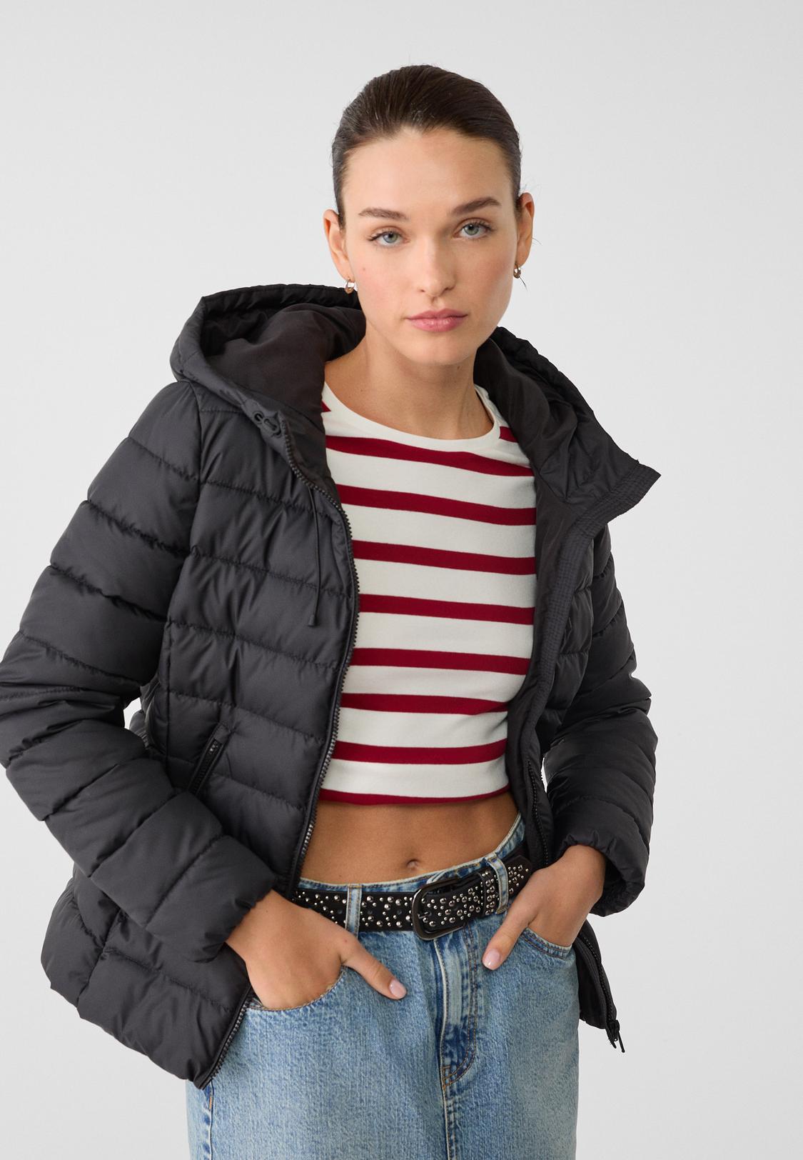 capucha abrigos chica stradivarius