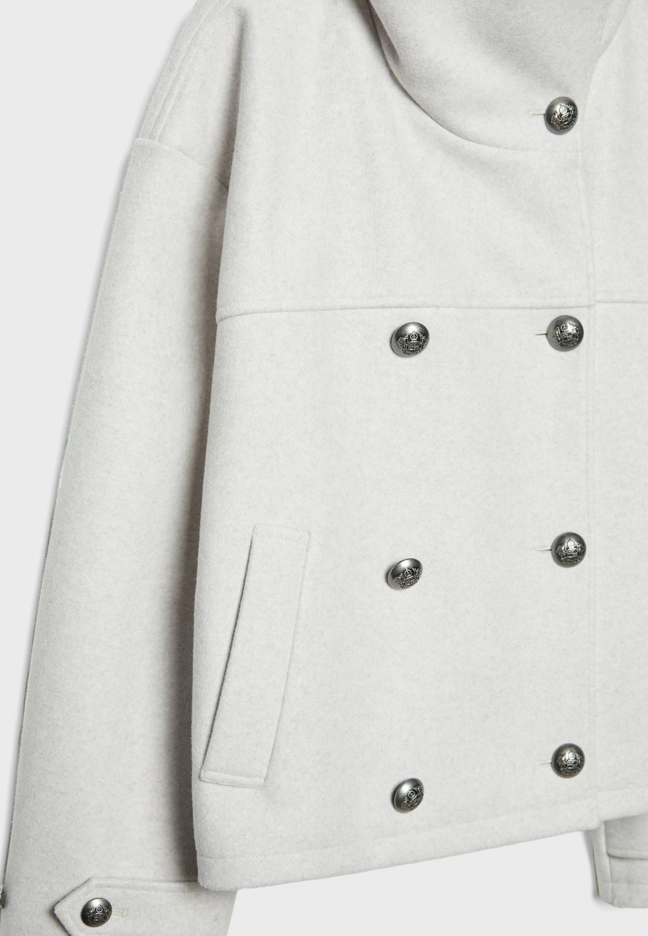 Soft-touch crossover high neck jacket — Ecru