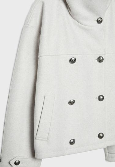 Soft-touch crossover high neck jacket — Ecru 9