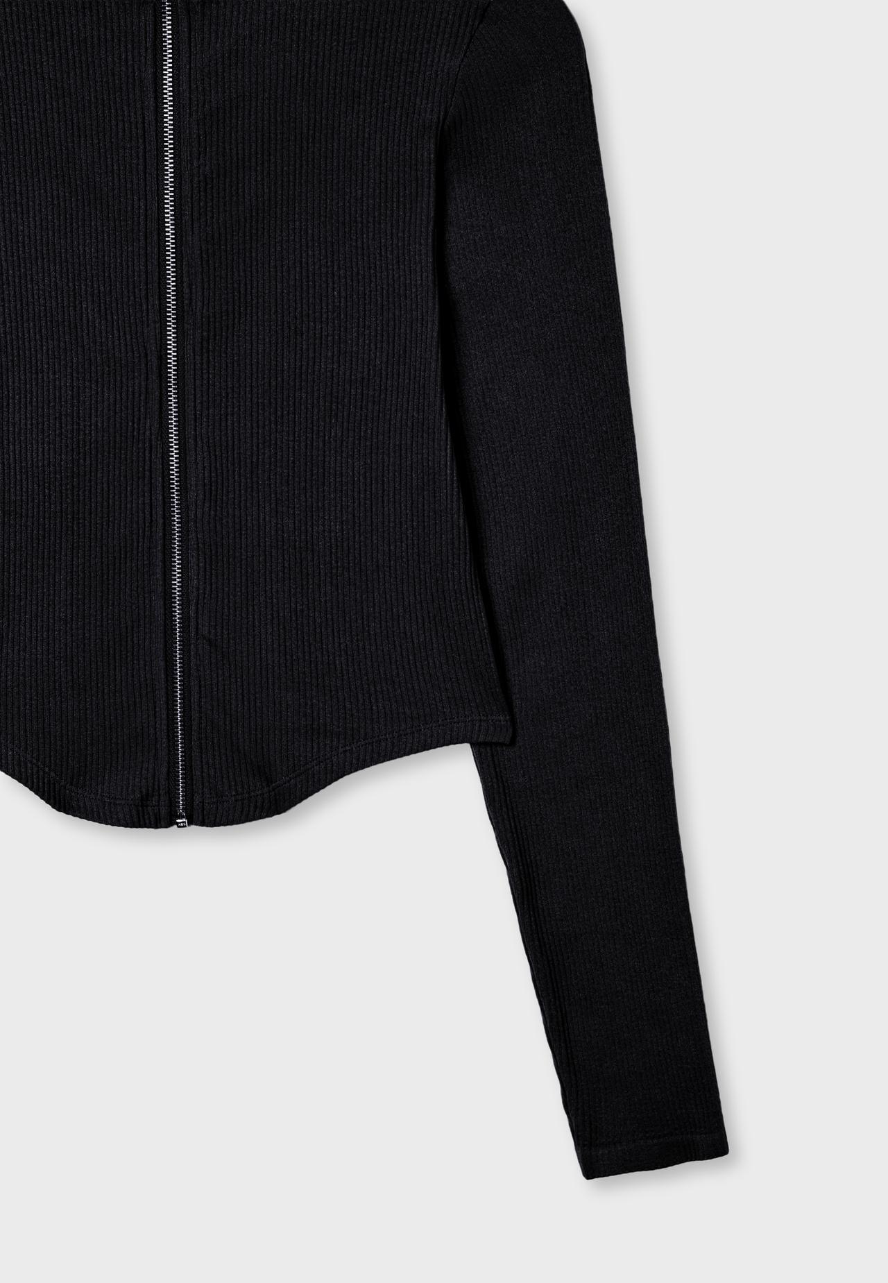 Fitted zip T-shirt — Black