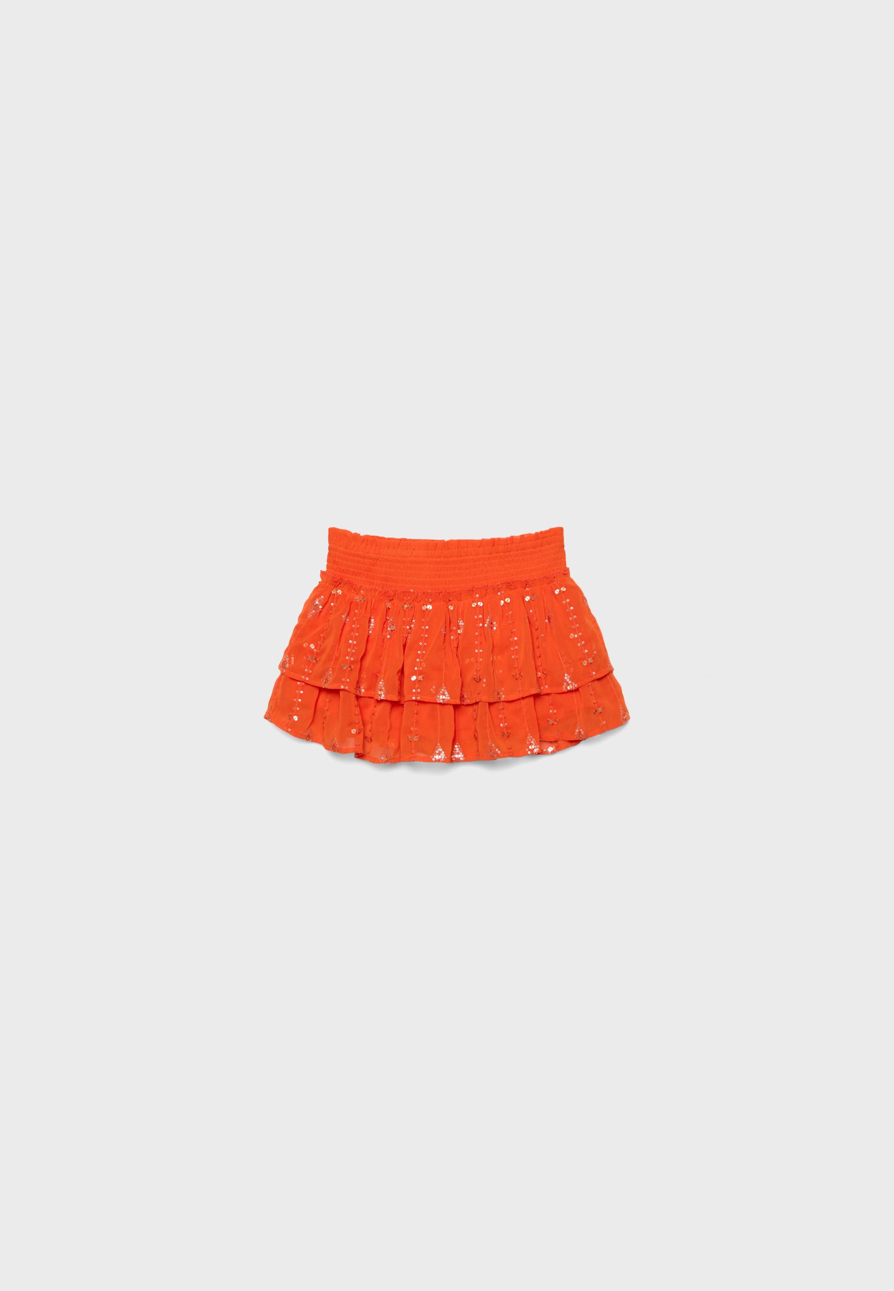 Embroidered mini skirt — Orange