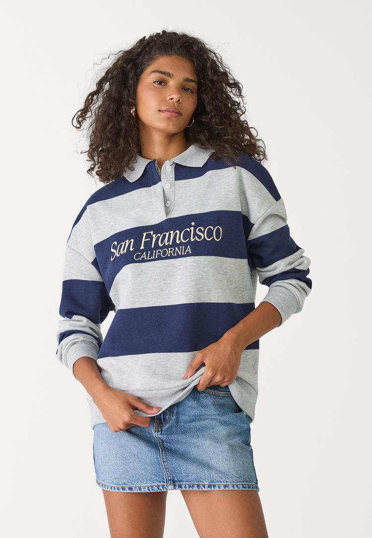 sudadera polo rayas bordados