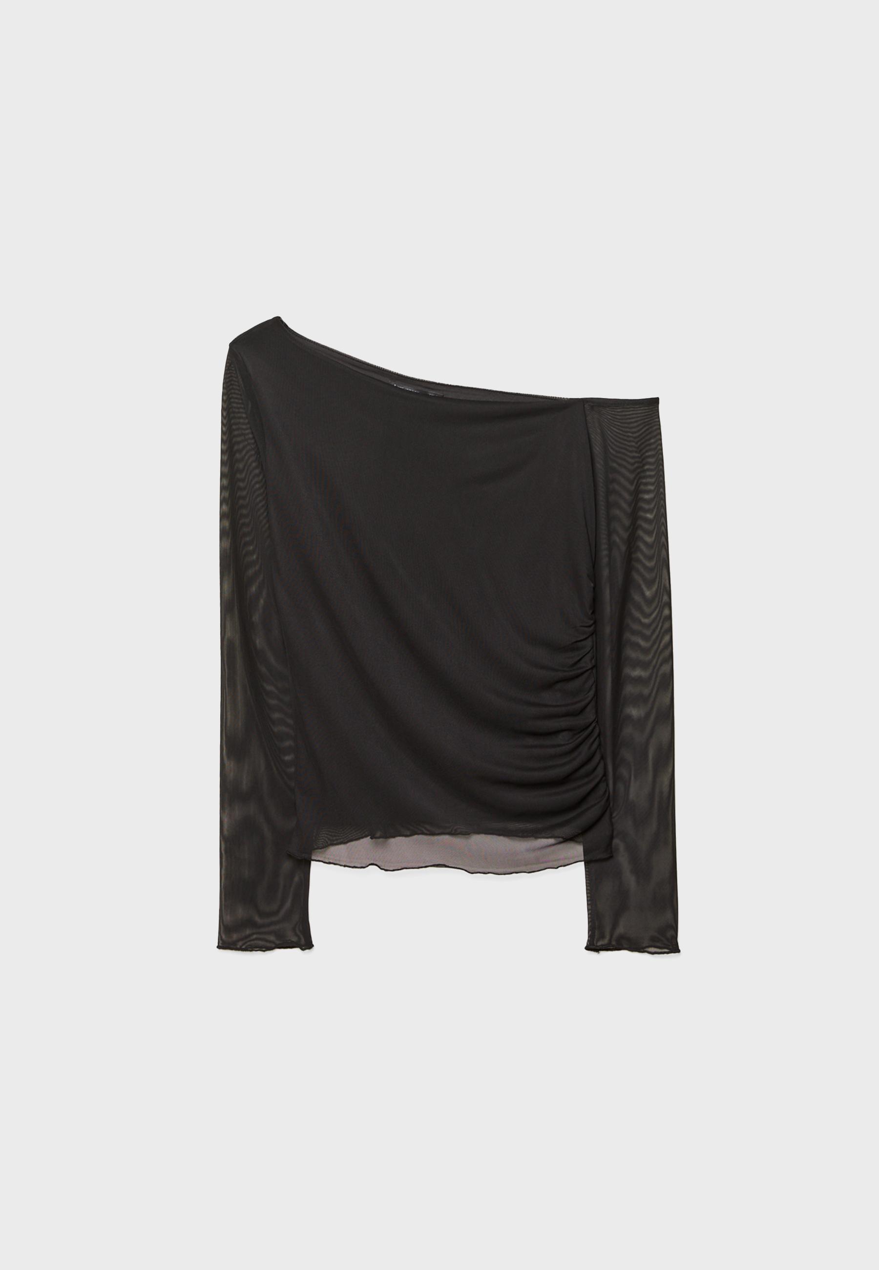 Asymmetric tulle top - Women's fashion | Stradivarius Peru