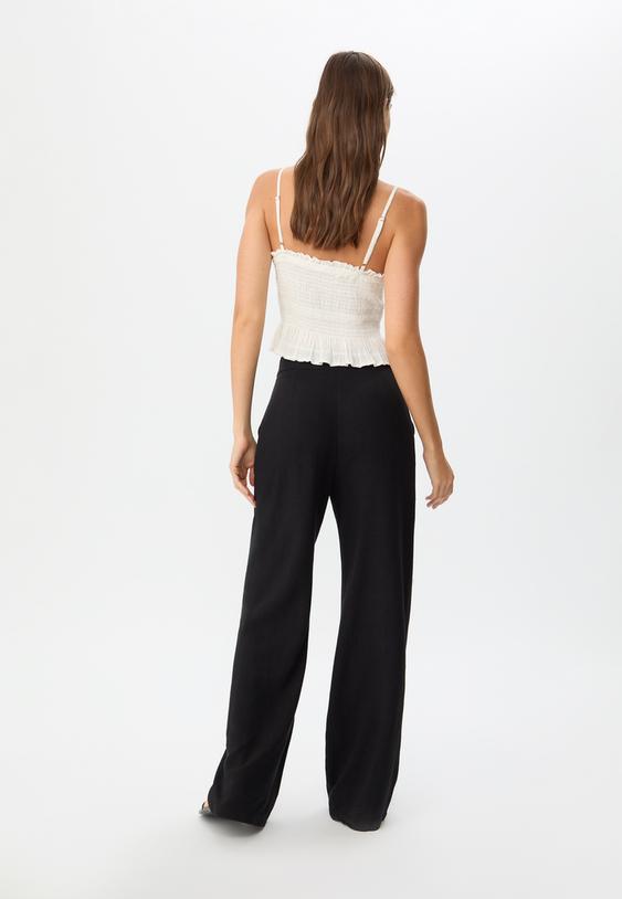flowing linen effect trousers with bow