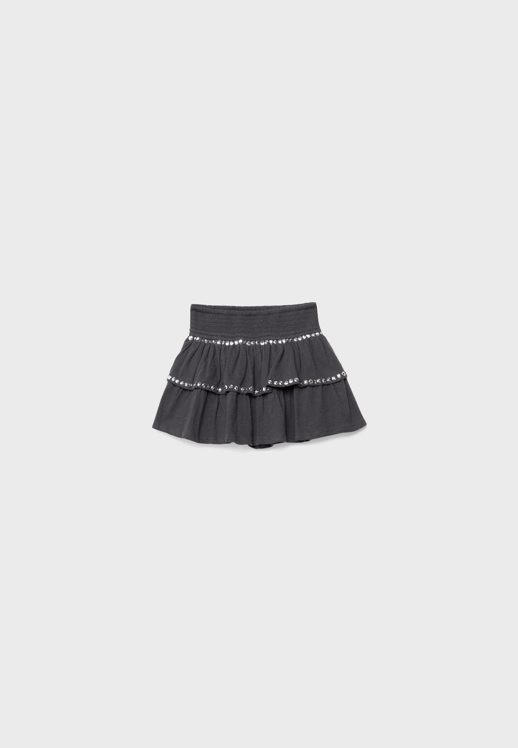 Studded ruffled mini skirt — Dark grey