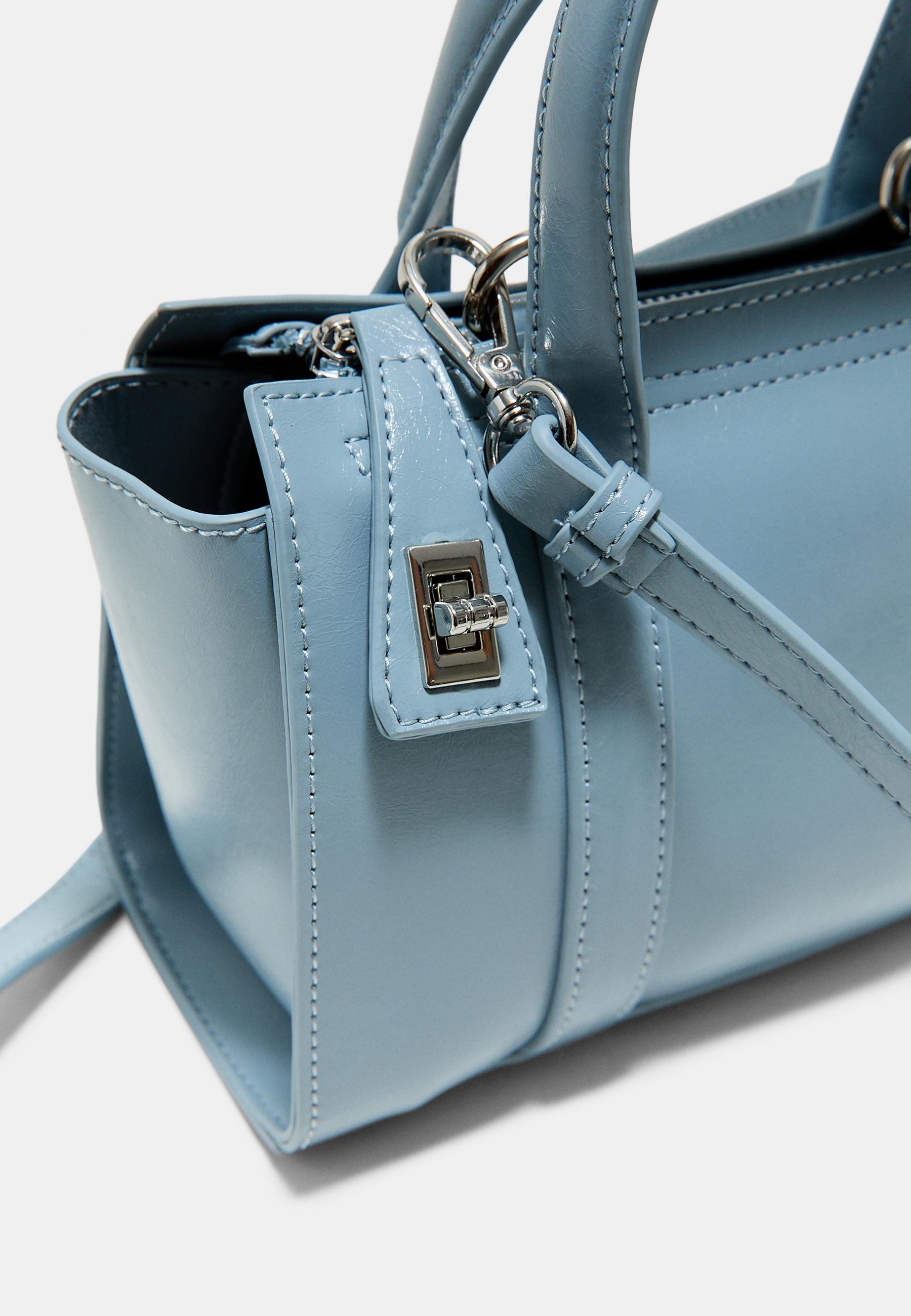 Mini tote bag with clasp — Sky blue