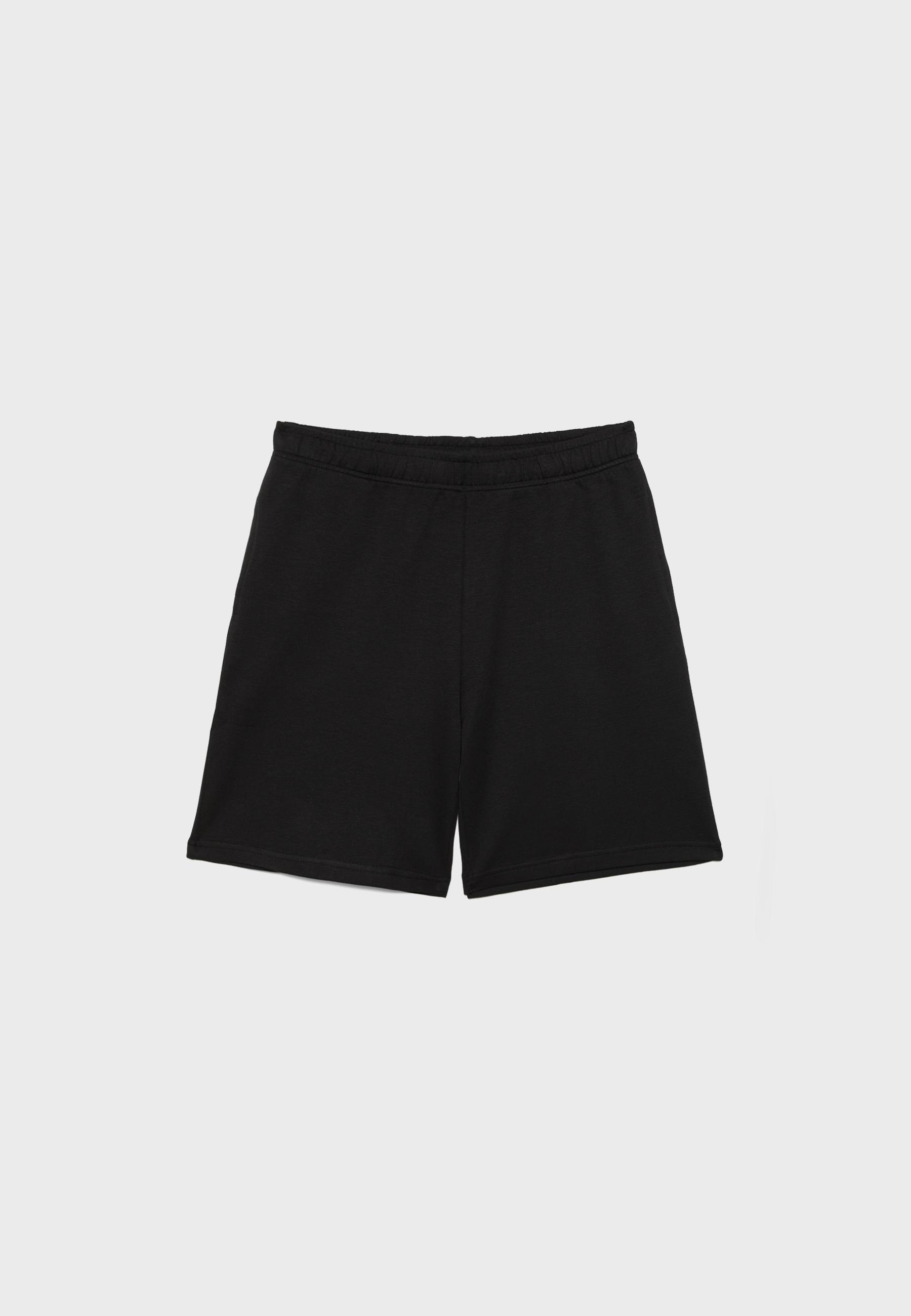 Acid wash plush Bermuda shorts — Black
