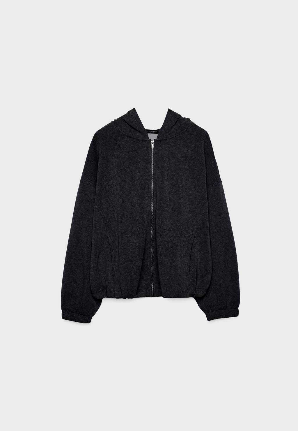 Sweat-shirt capuche bouffante toucher doux