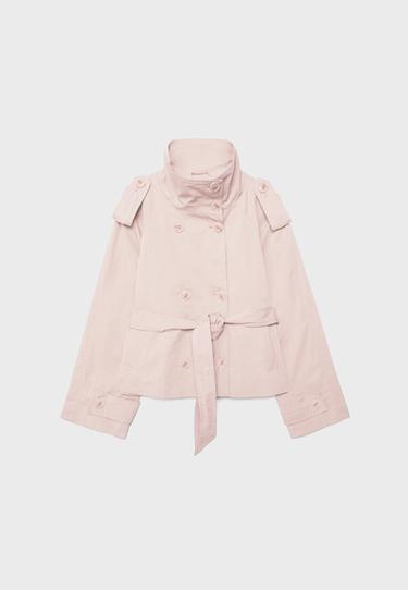 Yüksek yakalı kemerli trençkot - Görsel 12