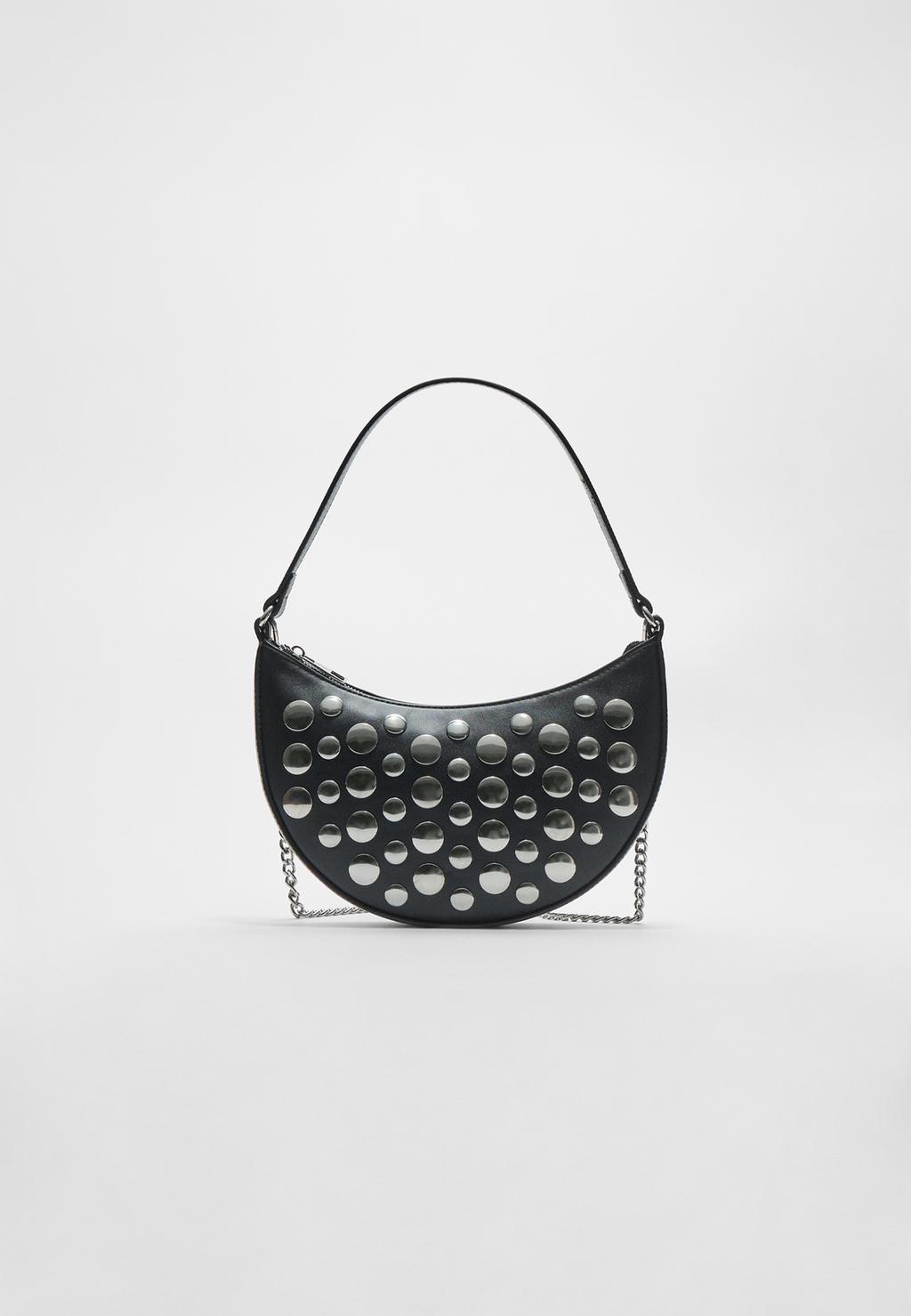 Studded moon crossbody bag