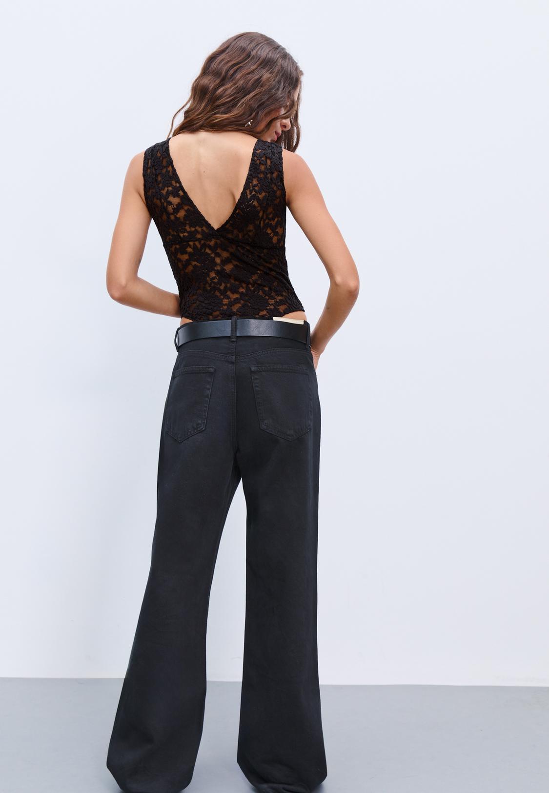 Encaje Body Negro Espalda Body Encaje Espalda Descubierta Moda De