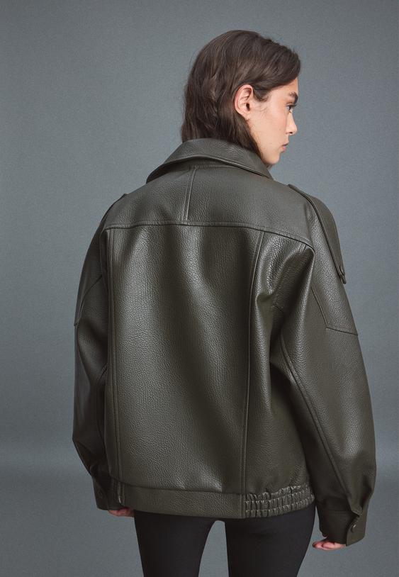 giacca biker oversize in finta pelle