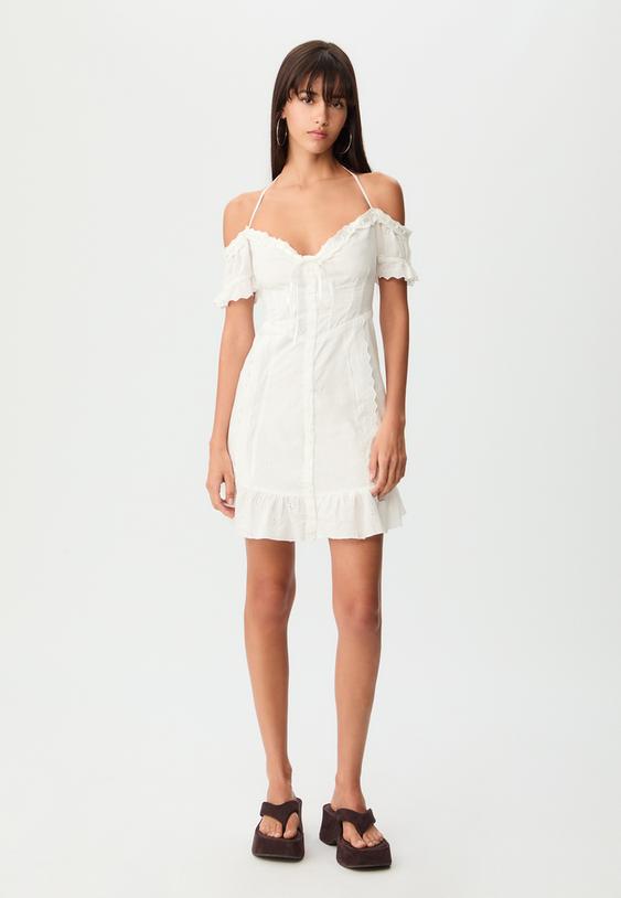 vestido fluido corto bordados