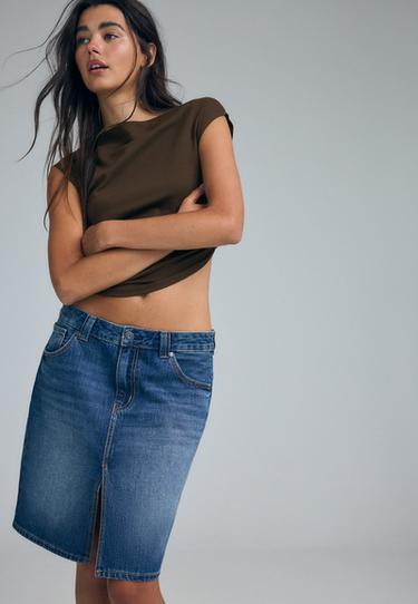 Denim midi skirt — MEDIUM DENIM WASH 3