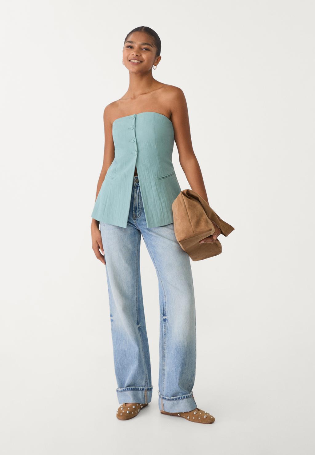 Top bustier bottoni texture