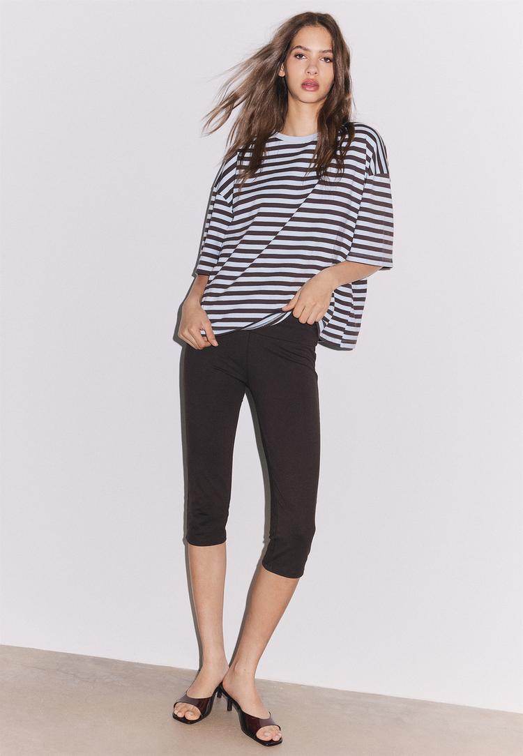 Stradivarius Tricou Boxy Mânecă Scurtă Azuriu L